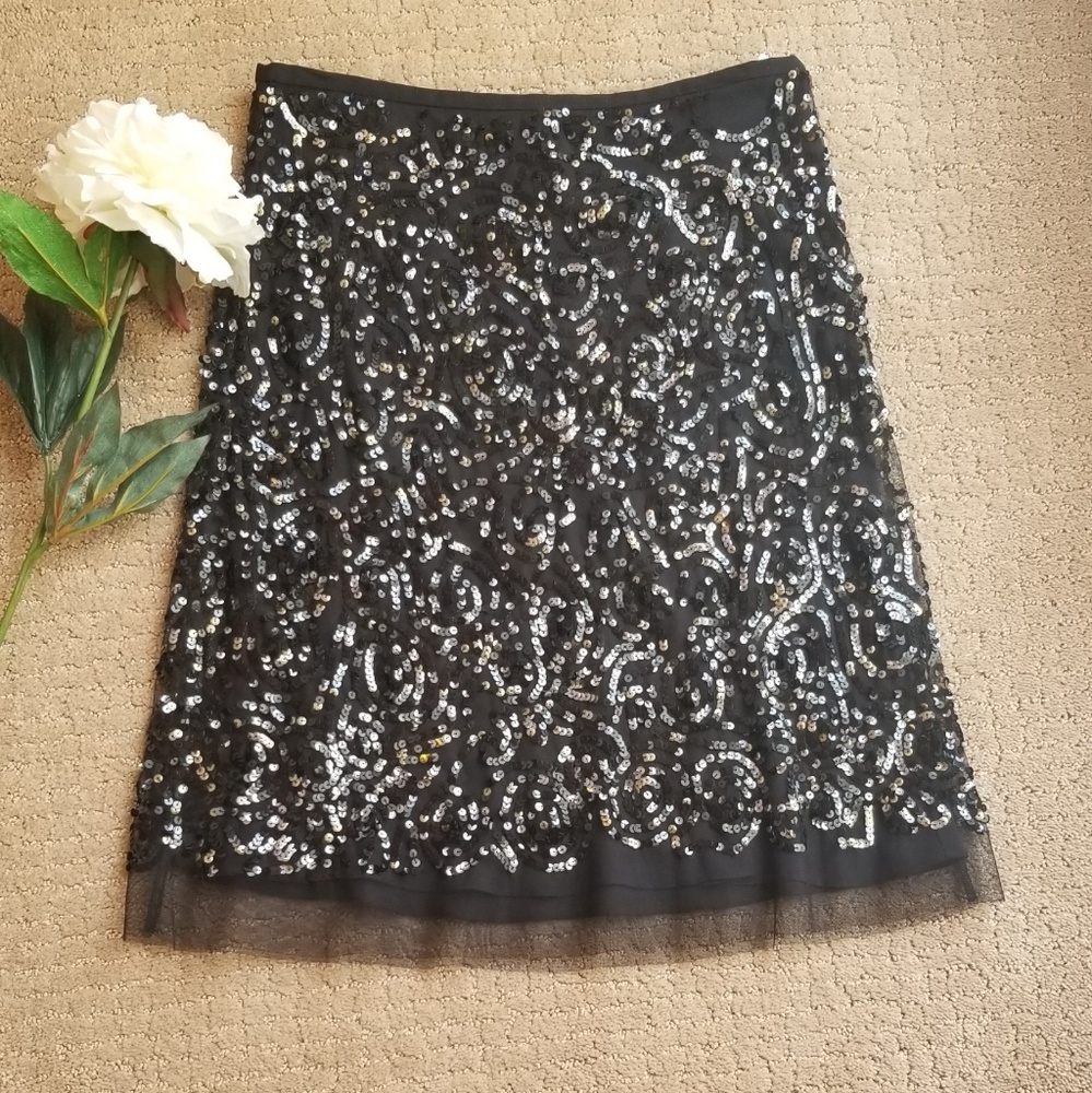 BCBGMAXAZRIA Sequin and Tulle Skirt